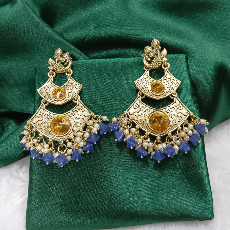 Darshana Jewels Gold Plated Crystal Stone Dangler Earrings