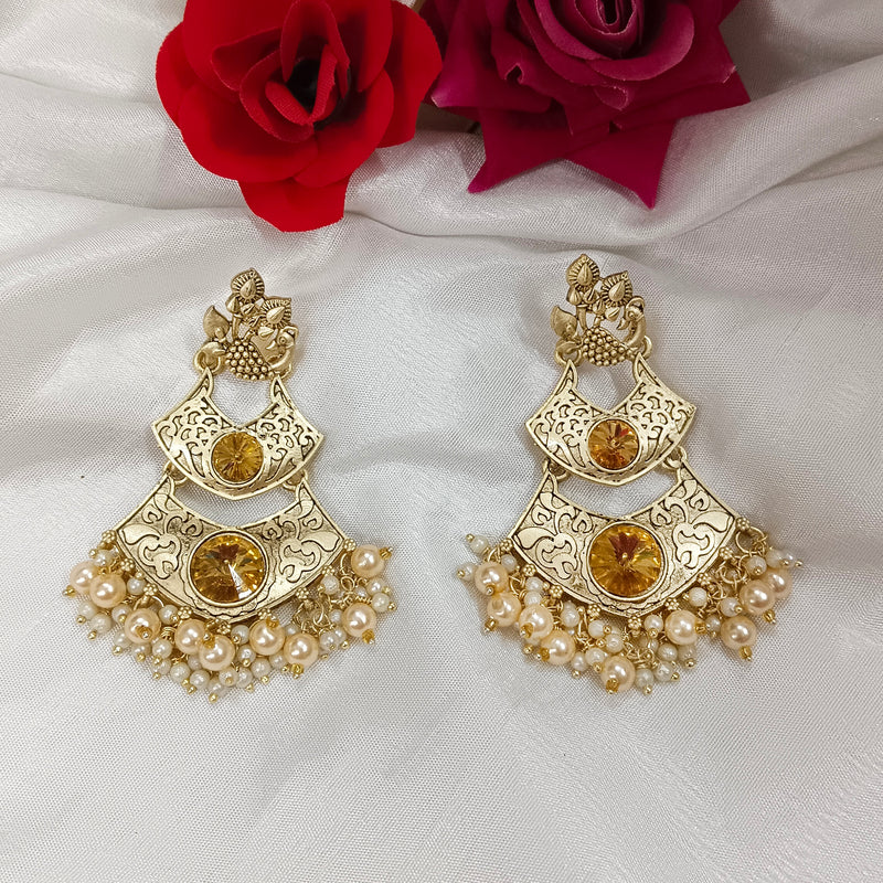 Darshana Jewels Gold Plated Crystal Stone Dangler Earrings