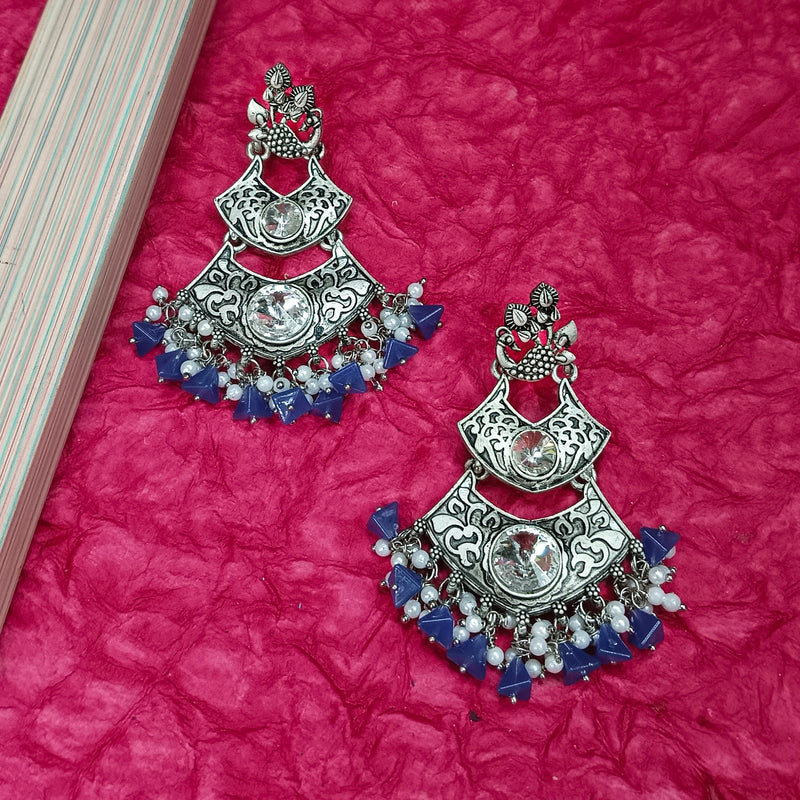 Darshana Jewels Oxidised Plated Crystal Stone Dangler Earrings