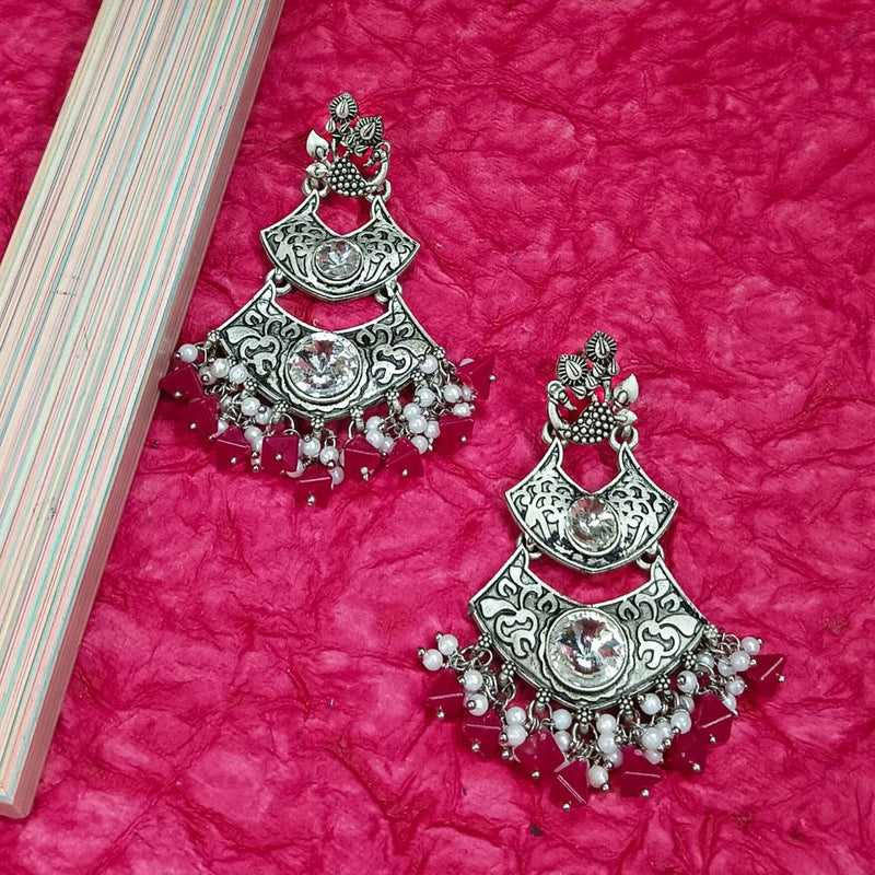 Darshana Jewels Crystal Stone Silver Plated Dangler Earrings