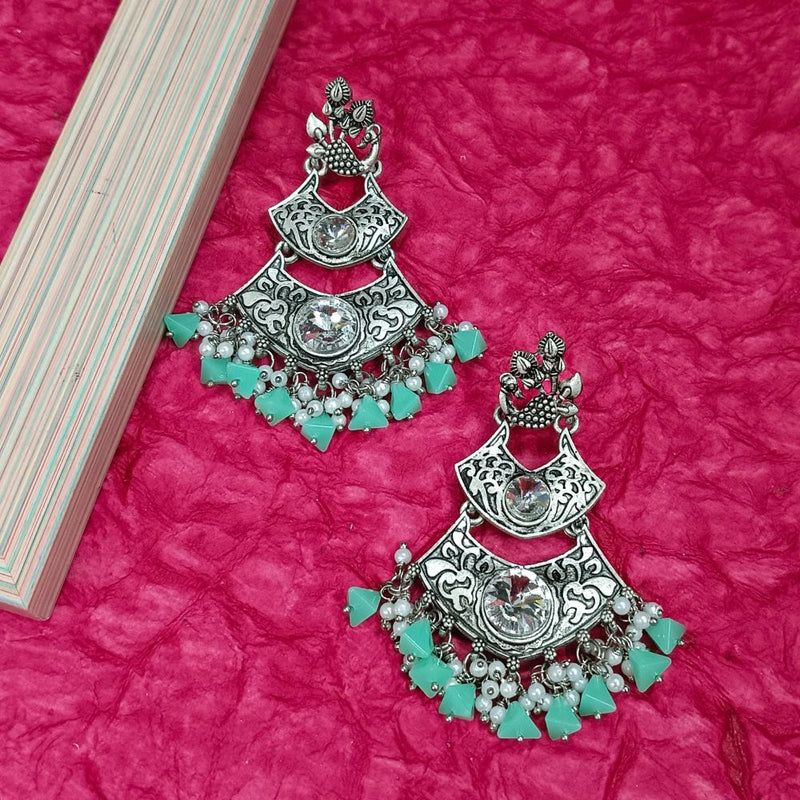 Darshana Jewels Crystal Stone Silver Plated Dangler Earrings