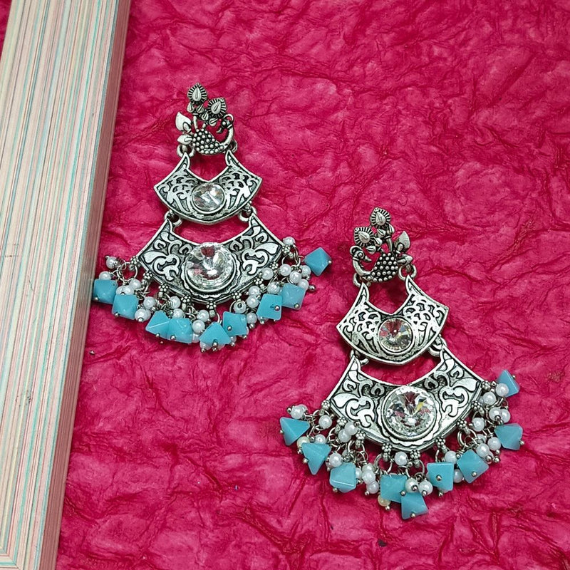 Darshana Jewels Crystal Stone Silver Plated Dangler Earrings