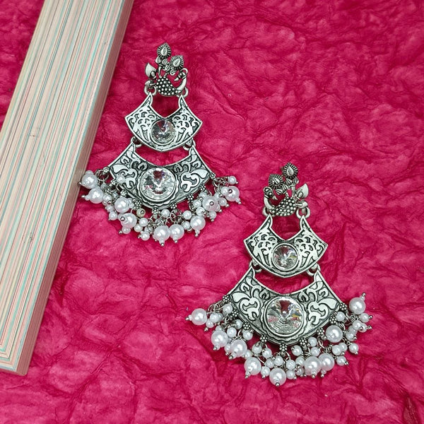 Darshana Jewels Crystal Stone Silver Plated Dangler Earrings