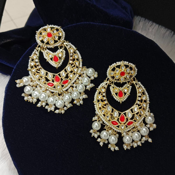 Darshana Jewels Kundan Stone Gold Plated Dangler Earrings