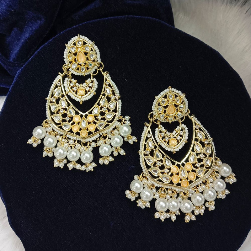 Darshana Jewels Kundan Stone Gold Plated Dangler Earrings