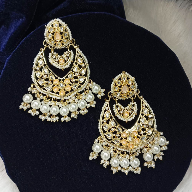 Darshana Jewels Kundan Stone Gold Plated Dangler Earrings