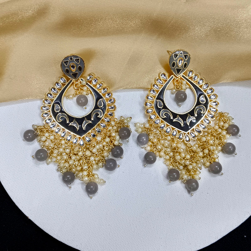 Darshana Jewels Gold Plated Kundan Stone And Meenakari Dangler Earrings