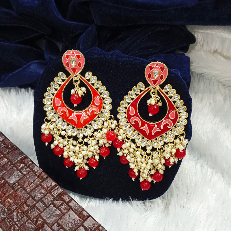 Darshana Jewels Gold Plated Kundan Stone And Meenakari Dangler Earrings