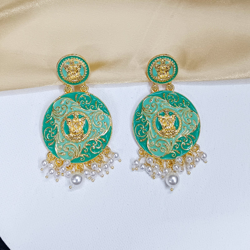 Darshana Jewels Gold Plated Meenakari Dangler Earrings