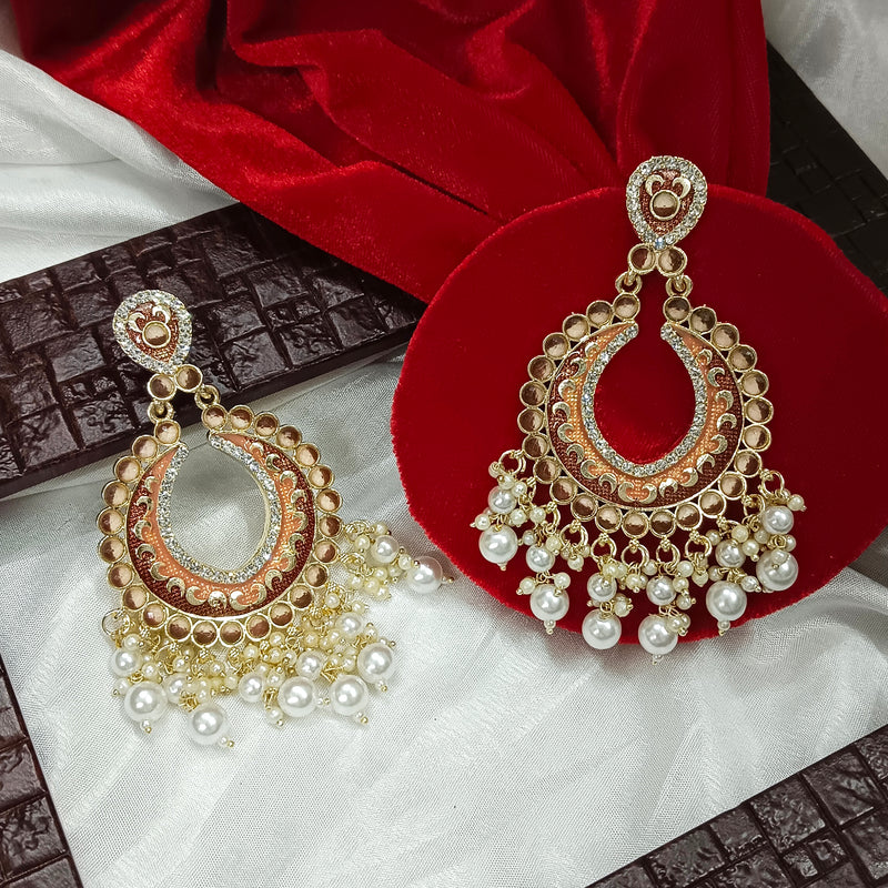 Darshana Jewels Gold Plated Meenakari Dangler Earrings