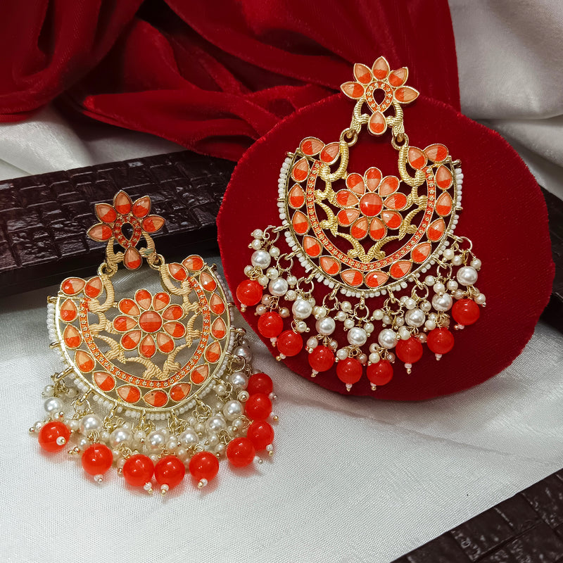 Darshana Jewels Gold Plated Meenakari Dangler Earrings