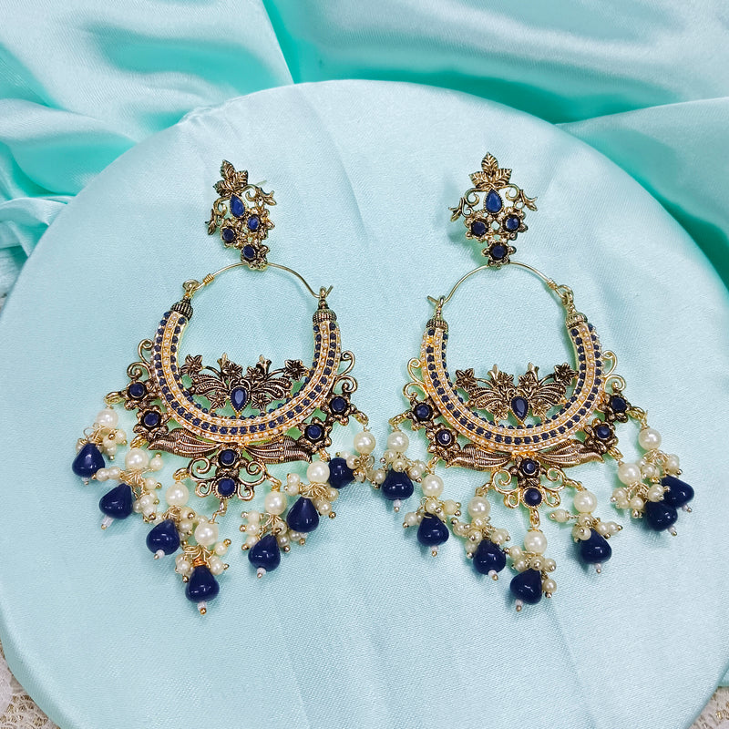 Darshana Jewels Gold Plated Crystal Stone And Pearls Dangler Earrings