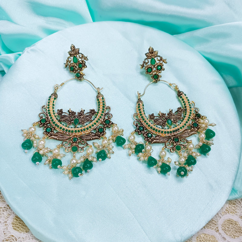 Darshana Jewels Gold Plated Crystal Stone And Pearls Dangler Earrings