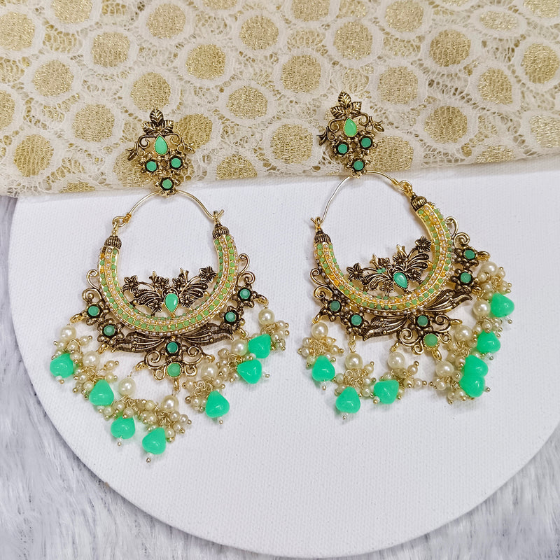 Darshana Jewels Gold Plated Crystal Stone And Pearls Dangler Earrings