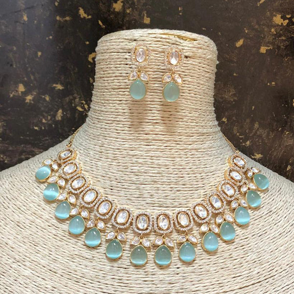 JewelTreeTz Gold Plated Kundan and AD Stone Necklace Set