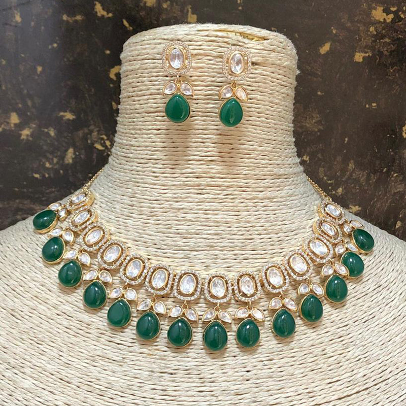 JewelTreeTz Gold Plated Kundan and AD Stone Necklace Set