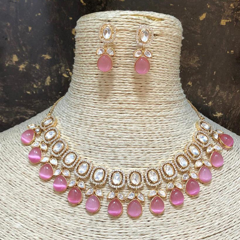 JewelTreeTz Gold Plated Kundan and AD Stone Necklace Set