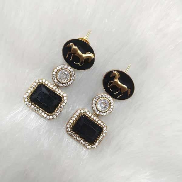JewelTreeTz Gold Plated AD Stone Dangler Earrings