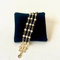 Jewel Treatzz Adorabel Everyday 3 Line Gold Plated Pearl Link Fashion Bracelet