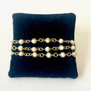 Jewel Treatzz Adorabel Everyday 3 Line Gold Plated Pearl Link Fashion Bracelet   