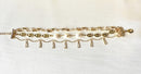 Jewel Treatzz Adorable Everyday Wear 3 Line Gold Plated Pearl Link Chain With Dangling Baguettes Fashion Bracelet