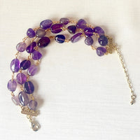 Jewel Treatzz Beautiful Everyday Wear Gold Plated 3 Line Amethyst Bracelet
