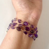 Jewel Treatzz Beautiful Everyday Wear Gold Plated 3 Line Amethyst Bracelet