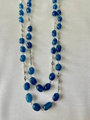 Jewel Treatzz Blue Aventurine Rhodium Finished CZ Layered Necklace