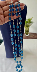 Jewel Treatzz Blue Aventurine Rhodium Finished CZ Layered Necklace