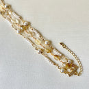 Jewel Treatzz Dainty 3 Line Citrine & Pearls Gold Plated Fashion Bracelet