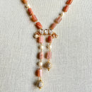 Jewel Treatzz Elegant Agate Beaded, Pearls & Gold Plated Split Necklace Atteched With Kundan Pendant