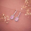 Jewel Treatzz Rhodium Plated, Pear Shaped Emerald Doublet Stone & Cubic Zirconia's Dangler Earrings