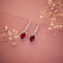 Jewel Treatzz Rhodium Plated, Pear Shaped Emerald Doublet Stone & Cubic Zirconia's Dangler Earrings