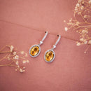 Jewel Treatzz Rhodium Plated, Pear Shaped Emerald Doublet Stone & Cubic Zirconia's Dangler Earrings