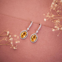 Jewel Treatzz Rhodium Plated, Pear Shaped Emerald Doublet Stone & Cubic Zirconia's Dangler Earrings