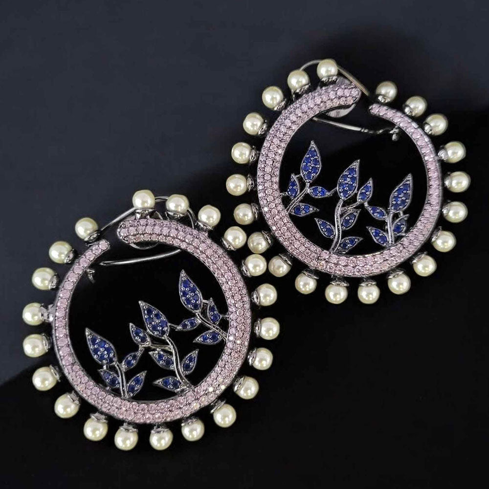 Jewel Treatzz Sparkling Austrian Stone And Pearl Studs Earrings (Pack of 5)