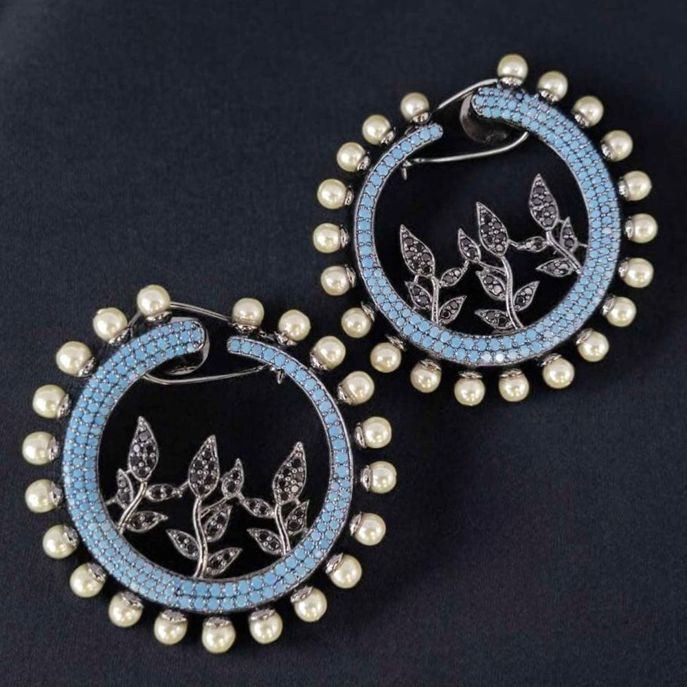 Jewel Treatzz Sparkling Austrian Stone And Pearl Studs Earrings (Pack of 5)