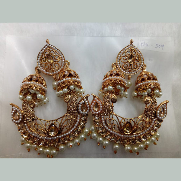 Khushboo Jewellers Gold Plated Crystal Stone And Pearl Dangler Earrings