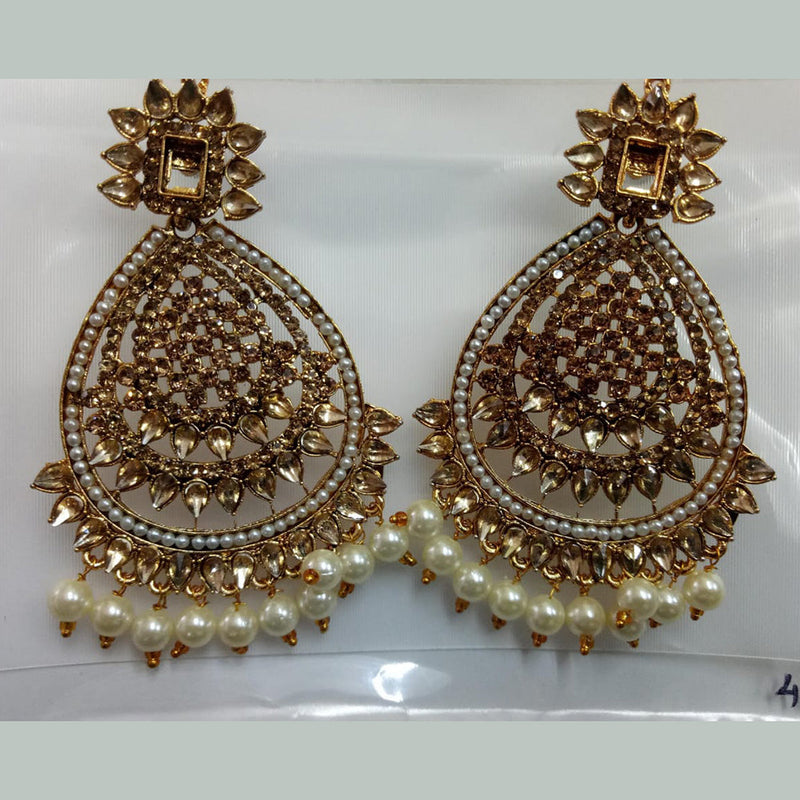 Khushboo Jewellers Gold Plated Crystal Stone And Pearl Dangler Earrings