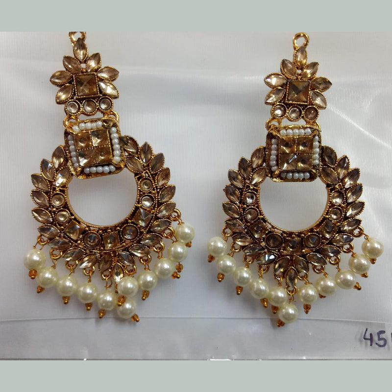 Khushboo Jewellers Gold Plated Crystal Stone And Pearl Dangler Earrings