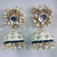 Khushboo Jewellers Gold Plated Pearl And Meenakari Jhumki Earrings