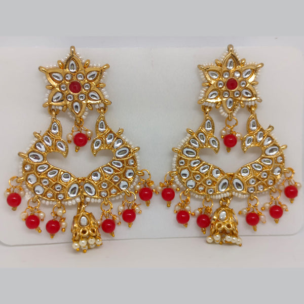 Khushboo Jewellers Gold Plated Kundan Stone And Pearls Dangler Earrings