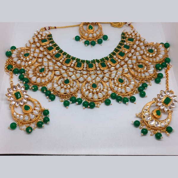 Khushboo Jewellers Gold Plated Kundan Stone And Beads Necklace Set