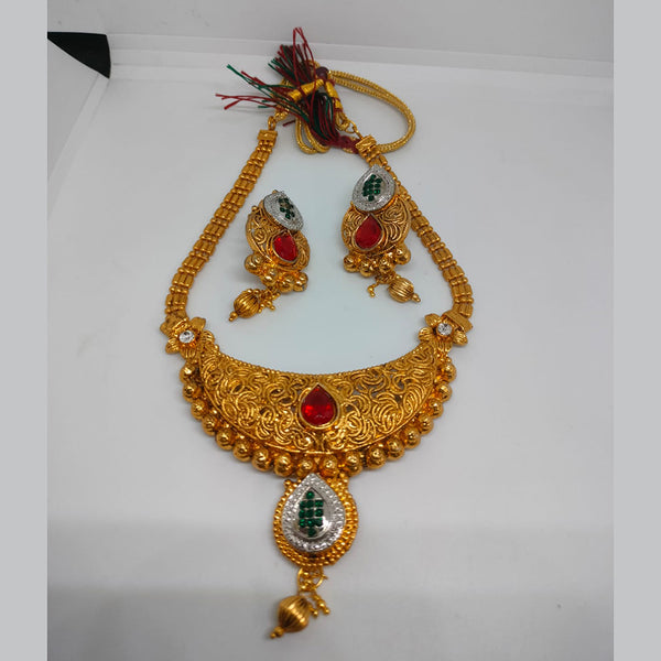 Khushboo Jewellers Gold Plated Pota Stone Necklace Set