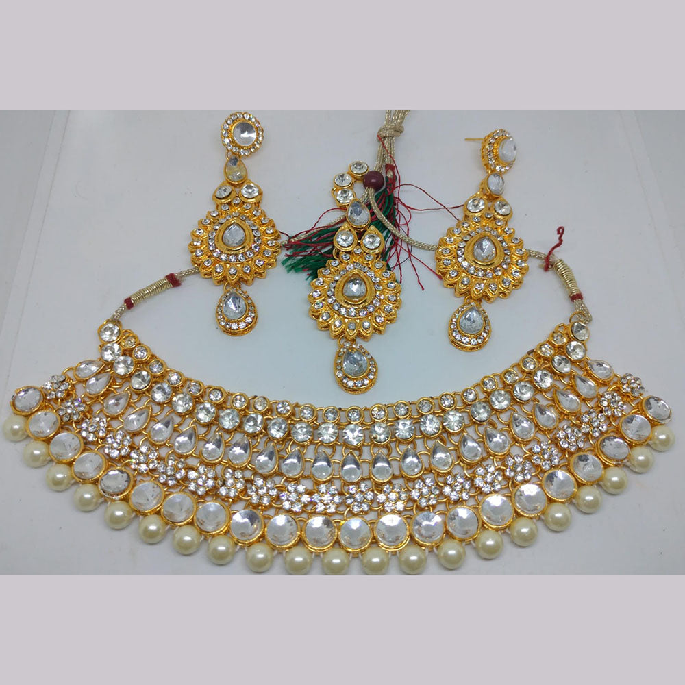 Khushboo Jewellers Premium Kundan & Pearl Necklace Set for Weddings & Parties