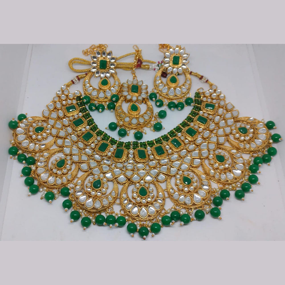 Khushboo Jewellers Luxury Kundan Stone & Pearl Choker Necklace Set for Special Occasions