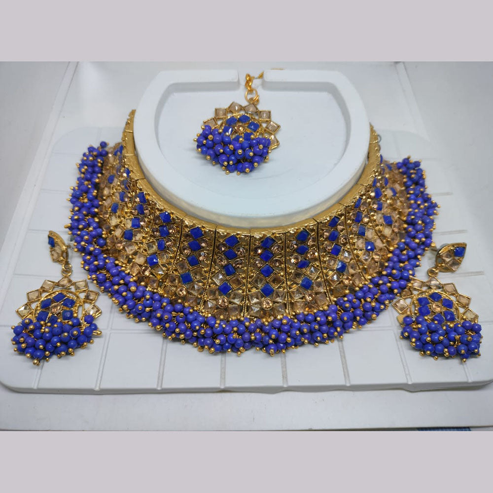 Khushboo Jewellers Luxury Kundan Stone & Pearl Choker Necklace Set for Special Occasions
