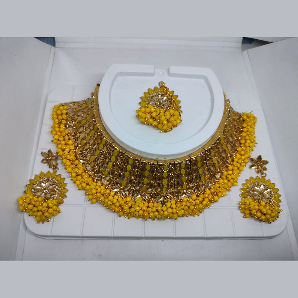 Khushboo Jewellers Luxury Kundan Stone & Pearl Choker Necklace Set for Special Occasions