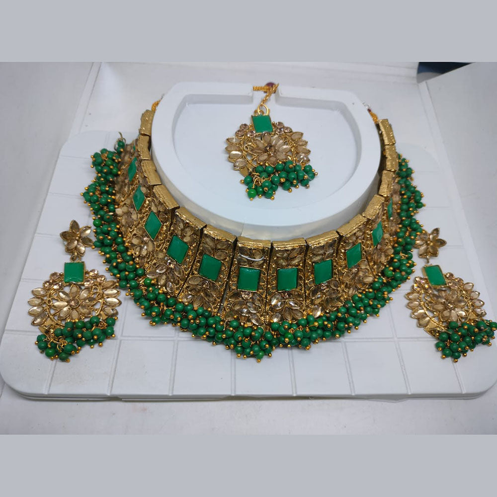 Khushboo Jewellers Luxury Kundan Stone & Pearl Choker Necklace Set for Special Occasions