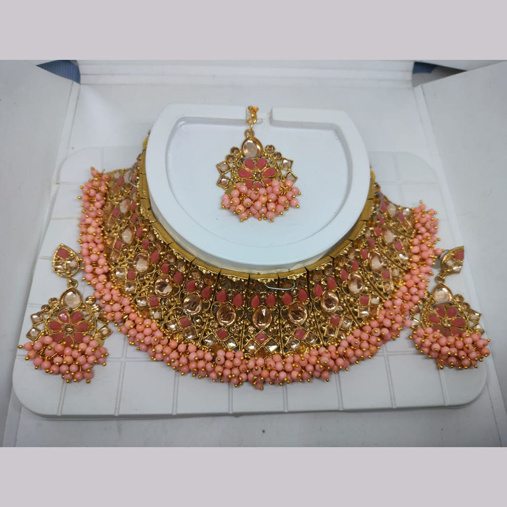 Khushboo Jewellers Luxury Kundan Stone & Pearl Choker Necklace Set for Special Occasions